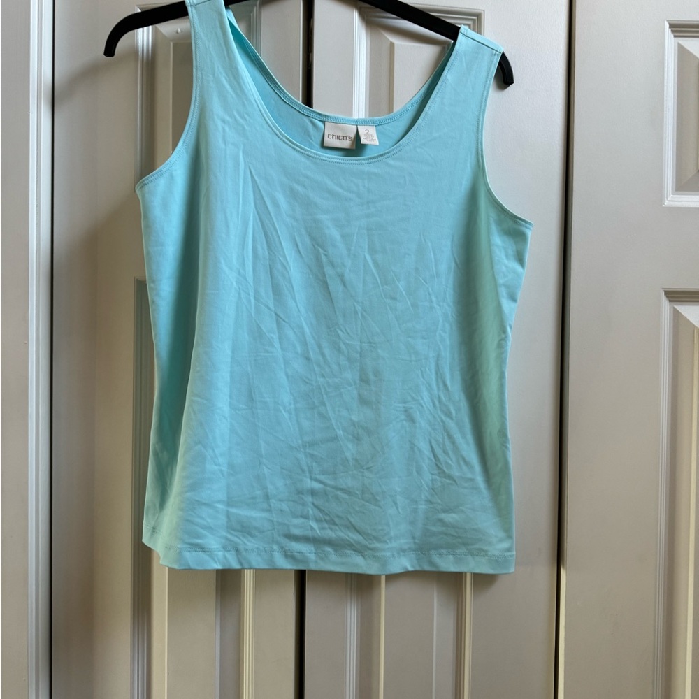 Chico’s Women Nylon Stretch Turquoise Scoop Knit Travel-size 2